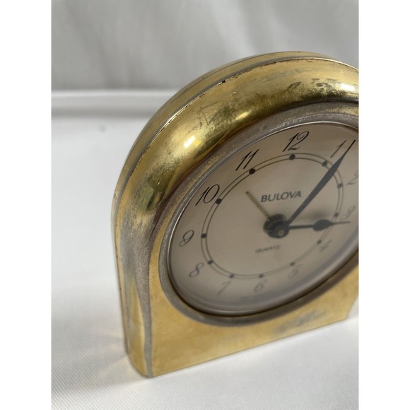 Vintage Bulova Quartz Gold Desk Clock Made in West Germany Tested Working - Picture 10 of 12